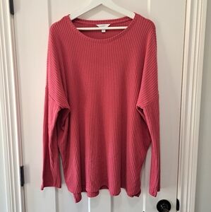 Time and Tru Women's Ribbed Blouse - Pink